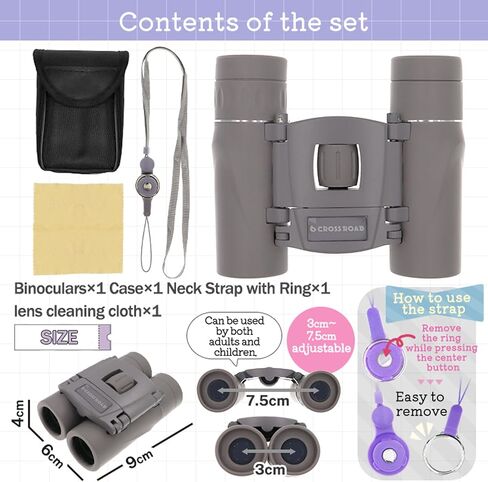 CROSSROAD 10x Binoculars for Adults and Children, Mini Pocket Binoculars, Waterproof Compact Binoculars for Bird Watching, Hunting, Concerts, Theater, Opera, Travel, Japan Quality (Light Blue) in Saudi Arabia