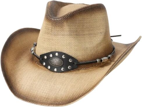 GORGLITTER Women's Straw Cowboy Hat Western Hats Classic Wide Brim Sun Hat for Men in Kuwait