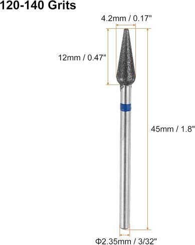 HARFINGTON 6pcs 200-230 Grits Diamond Grinding Bit 4.2mm Bullet-Head 2.35mm Shank 12mm Length Stone Sanding Drill Bits Rotary Tool for Ceramic Glass Nails Grinding Polishing in Saudi Arabia