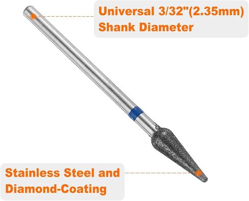 HARFINGTON 6pcs 200-230 Grits Diamond Grinding Bit 4.2mm Bullet-Head 2.35mm Shank 12mm Length Stone Sanding Drill Bits Rotary Tool for Ceramic Glass Nails Grinding Polishing in Saudi Arabia
