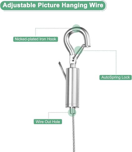 مجموعة سلك سلك معلقة قابلة للتعديل 1 حزمة ، سلك معلق مرآة 2MX3MM ، يحمل ما يصل إلى 661 رطل (300 كجم) in Kuwait
