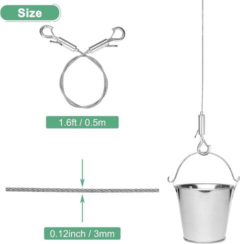 مجموعة سلك سلك معلقة قابلة للتعديل 1 حزمة ، سلك معلق مرآة 2MX3MM ، يحمل ما يصل إلى 661 رطل (300 كجم) in Kuwait