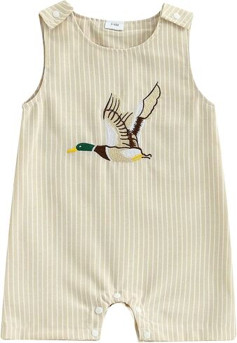 Infant Baby Boy Mallard Duck Clothes Summer Short Sleeve Romper One Piece Newborn Country Boy Farm Outfit in Kuwait