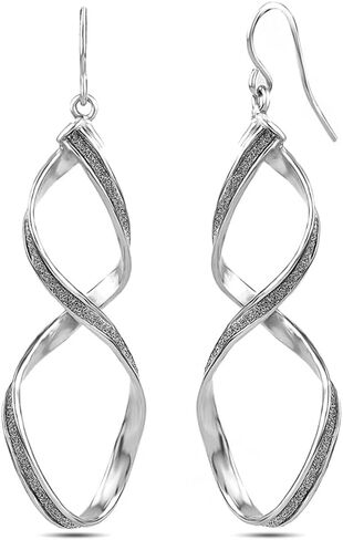 Charmsy Sterling Silver Jewelry Infinity Knot Twist French Wire Drop Dangle Earring for Women in Kuwait