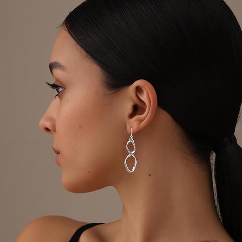 Charmsy Sterling Silver Jewelry Infinity Knot Twist French Wire Drop Dangle Earring for Women in Kuwait