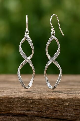 Charmsy Sterling Silver Jewelry Infinity Knot Twist French Wire Drop Dangle Earring for Women in Kuwait