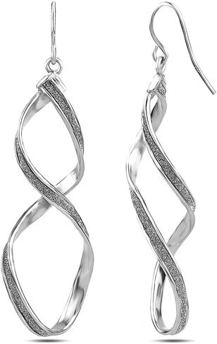 Charmsy Sterling Silver Jewelry Infinity Knot Twist French Wire Drop Dangle Earring for Women in Kuwait