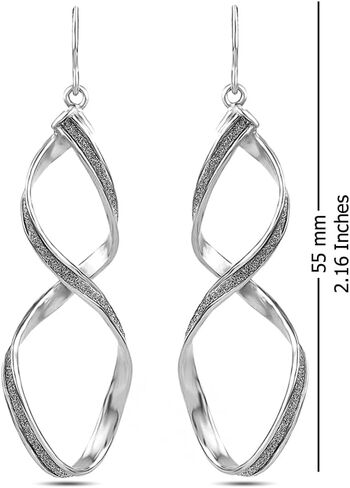Charmsy Sterling Silver Jewelry Infinity Knot Twist French Wire Drop Dangle Earring for Women in Kuwait