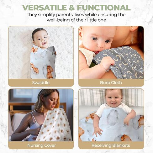 Muslin Swaddle Blankets for Newborns – 3 Pack Soft Baby Blankets for Boys and Girls – Breathable and Gentle – Large 47x47 Inches – Forest – Essentials for Baby Shower, Infant Care in Saudi Arabia