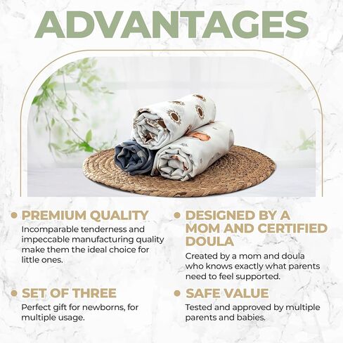 Muslin Swaddle Blankets for Newborns – 3 Pack Soft Baby Blankets for Boys and Girls – Breathable and Gentle – Large 47x47 Inches – Forest – Essentials for Baby Shower, Infant Care in Saudi Arabia