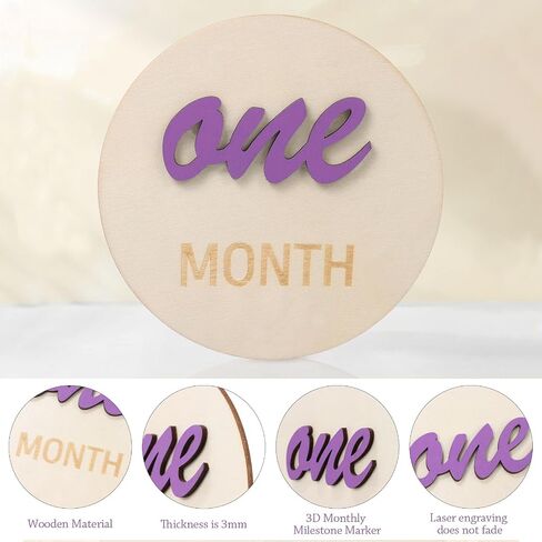 3D Baby Monthly Milestone Cards, Wooden First Year Milestone Signs, Baby Monthly Announcement Sign, Newborn Photography Props to Document Baby's Growth in Kuwait
