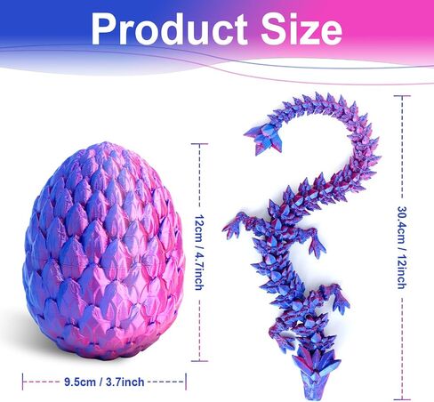 3D Printed Dragon Egg - Gemstone, Rainbow, 12 inch Dragon Inside in Kuwait