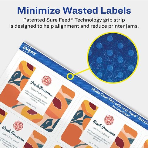 Avery Matte Clear Rectangle Labels with Sure Feed, 2" x 2-5/8", 150 Matte Clear Labels, Laser/Inkjet Printable Labels in Saudi Arabia