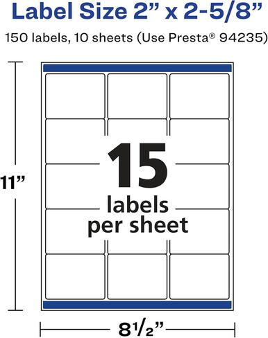Avery Matte Clear Rectangle Labels with Sure Feed, 2" x 2-5/8", 150 Matte Clear Labels, Laser/Inkjet Printable Labels in Saudi Arabia