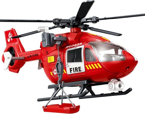 Wenbeier Fire Rescue Helicopter Toys for Boys with Hanging Basket Toy Airplane with Lights and Sound Firefighting Vehicles Toys for Kids Aged 3 4 5 6 7 in Saudi Arabia