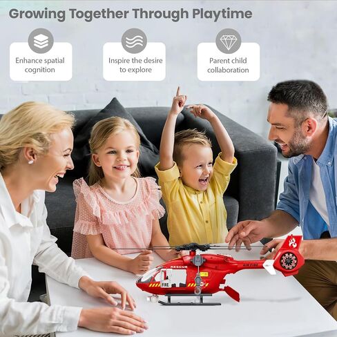 Wenbeier Fire Rescue Helicopter Toys for Boys with Hanging Basket Toy Airplane with Lights and Sound Firefighting Vehicles Toys for Kids Aged 3 4 5 6 7 in Saudi Arabia