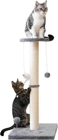 KINGROCK Tall Cat Scratching Posts for Indoor Cats, Scratching Post with Plush Toys for Kittens or Smaller Cats, Premium Sisal Post for Cats at All Ages with Reinforced Stable Base in Saudi Arabia