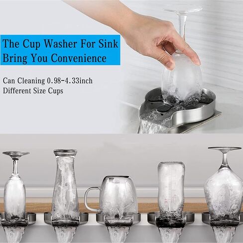 Glass Rinser for Kitchen Sink, High Pressure 360 Degree Rotating Spout Glass Rinser with Pull-Out Spray Gun Design, Glass Cup Cleaner Sink Attachment Washer Baby Bottle, Glass Cup, Wine Glass in Kuwait