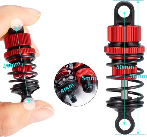 QUE-T 50mm Aluminum Shock Absorber Front Rear Damper for 1:10 Tamiya M03 M04 M05 M06 RC Car (Red) in Saudi Arabia