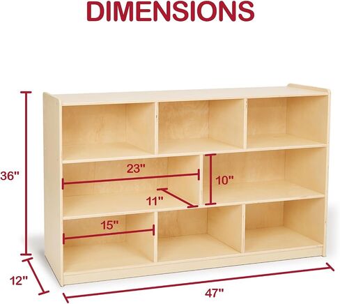 Monläurd® 100% Birch Cabinet, 8-Section Montessori Wooden Bookshelf & Storage Organizer, Toy Storage Cabinet for Kids, Daycare Furniture, Toddler Book Shelf for Playroom, Classroom and Nursery in Kuwait