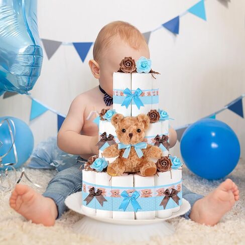 23 PCS حفاضات كيك كيت كيك دش دش الدب ديكورات كعكة الديكور استحمام الطفل مستلزمات كعكة دب تيدي دب حفاضات مجموعة لتوفيات حفلة عيد ميلاد الديكور المركزية (الدب ، كبير) in Kuwait