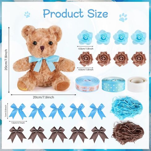 23 PCS حفاضات كيك كيت كيك دش دش الدب ديكورات كعكة الديكور استحمام الطفل مستلزمات كعكة دب تيدي دب حفاضات مجموعة لتوفيات حفلة عيد ميلاد الديكور المركزية (الدب ، كبير) in Kuwait