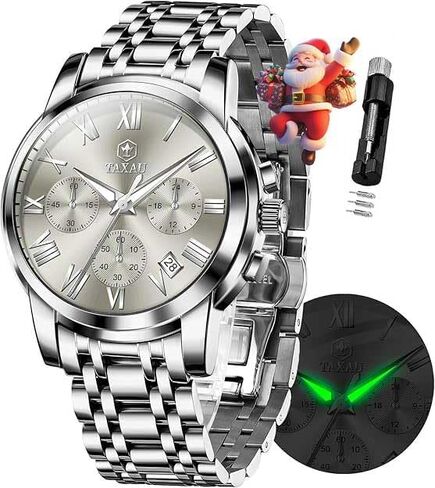 Men's Watch Fashion Nice Luxury Watches for Men Mens Dress Watch with Day Date Waterproof Stainless Steel Men Watch Analog Quartz Men's Wrist Watches Big Dial Mens Watches in Saudi Arabia