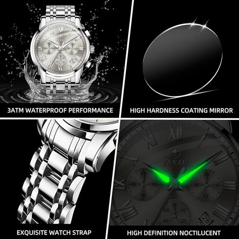 Men's Watch Fashion Nice Luxury Watches for Men Mens Dress Watch with Day Date Waterproof Stainless Steel Men Watch Analog Quartz Men's Wrist Watches Big Dial Mens Watches in Saudi Arabia