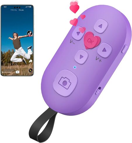 TIK Tok Bluetooth Remote Control, Page Turner for Kindle App ebooks, Smartphone Camera Remote Shutter Button, Short Videos Scrolling Ring Rechargeable, for Smartphones and Tablets(White) in Saudi Arabia