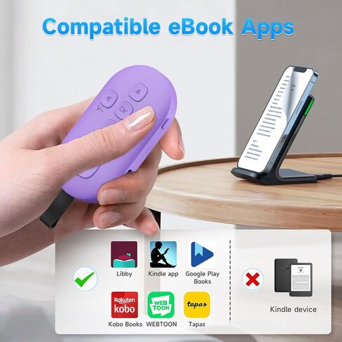 TIK Tok Bluetooth Remote Control, Page Turner for Kindle App ebooks, Smartphone Camera Remote Shutter Button, Short Videos Scrolling Ring Rechargeable, for Smartphones and Tablets(White) in Saudi Arabia