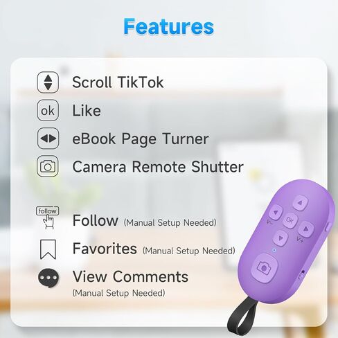 TIK Tok Bluetooth Remote Control, Page Turner for Kindle App ebooks, Smartphone Camera Remote Shutter Button, Short Videos Scrolling Ring Rechargeable, for Smartphones and Tablets(White) in Saudi Arabia