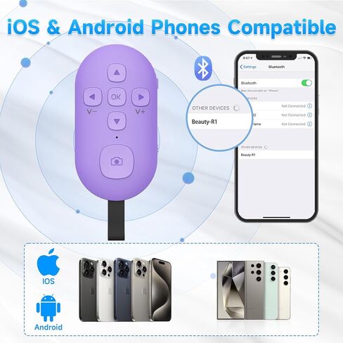 TIK Tok Bluetooth Remote Control, Page Turner for Kindle App ebooks, Smartphone Camera Remote Shutter Button, Short Videos Scrolling Ring Rechargeable, for Smartphones and Tablets(White) in Saudi Arabia