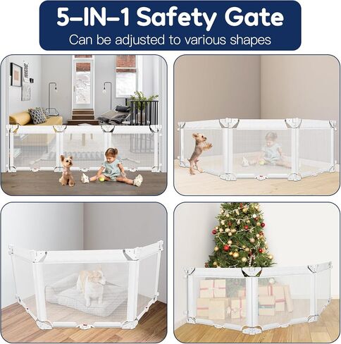 82" Extra Wide Baby Gate 3-Panel Foldable Dog Gate for The House, 27.5" Tall Easy Step Over Dog Gate Mesh Baby Barrier Hardware Mounted Dog Fence Indoor Short Pet Gate for Stairs Doorways (Black) in Saudi Arabia