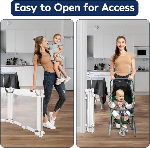 82" Extra Wide Baby Gate 3-Panel Foldable Dog Gate for The House, 27.5" Tall Easy Step Over Dog Gate Mesh Baby Barrier Hardware Mounted Dog Fence Indoor Short Pet Gate for Stairs Doorways (Black) in Saudi Arabia