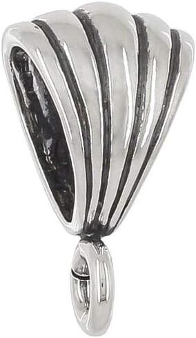 egemmall Sterling Silver Shell Slider Pendant Clasp Bail Connector with Open Loop, Oxidized Silver in Kuwait