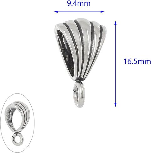 egemmall Sterling Silver Shell Slider Pendant Clasp Bail Connector with Open Loop, Oxidized Silver in Kuwait
