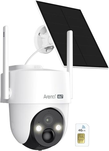 ARENTI Wireless Security Camera Outdoor Solar Powered for Home Security, 2K 360° View WiFi Camera with 5200mAh Rechargeable Battery, PIR Motion Detection, 2-Way Audio, Color Night Vision, 2.4GHz Only in Saudi Arabia