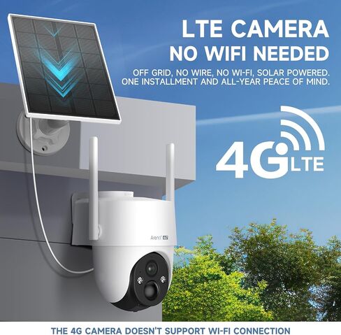 ARENTI Wireless Security Camera Outdoor Solar Powered for Home Security, 2K 360° View WiFi Camera with 5200mAh Rechargeable Battery, PIR Motion Detection, 2-Way Audio, Color Night Vision, 2.4GHz Only in Saudi Arabia