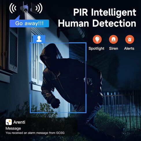 ARENTI Wireless Security Camera Outdoor Solar Powered for Home Security, 2K 360° View WiFi Camera with 5200mAh Rechargeable Battery, PIR Motion Detection, 2-Way Audio, Color Night Vision, 2.4GHz Only in Saudi Arabia