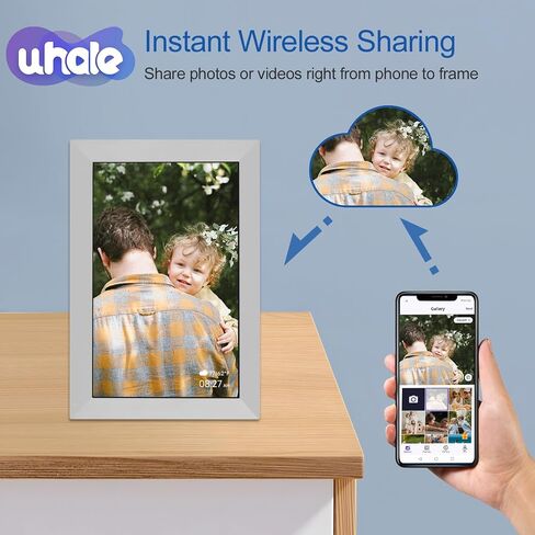 TROCOTN 10.1 Inches WiFi Digital Picture Frame with 1280x800 IPS LED Touch Screen, Auto-Rotate, 32GB Memory, Share Photos/Videos Instantly via Uhale App or Uhale Web from Anywhere. (White) in Saudi Arabia