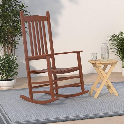 Rocking Rocker - A001NT Natural Wood Porch Rocker/Outdoor Rocking Chair - Easy to Assemble - Comfortable Size - Outdoor or Indoor Use in Kuwait