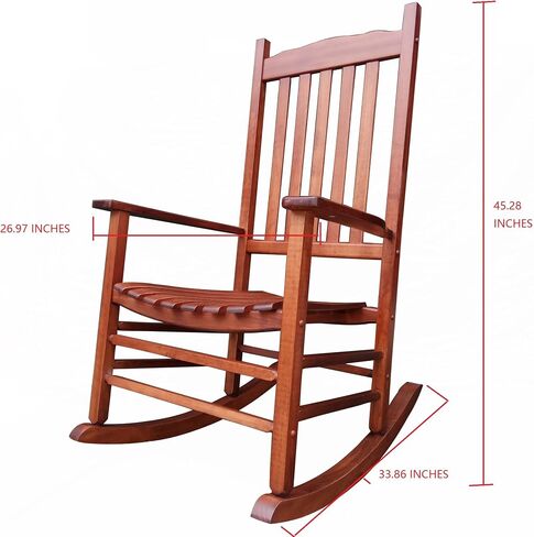 Rocking Rocker - A001NT Natural Wood Porch Rocker/Outdoor Rocking Chair - Easy to Assemble - Comfortable Size - Outdoor or Indoor Use in Kuwait