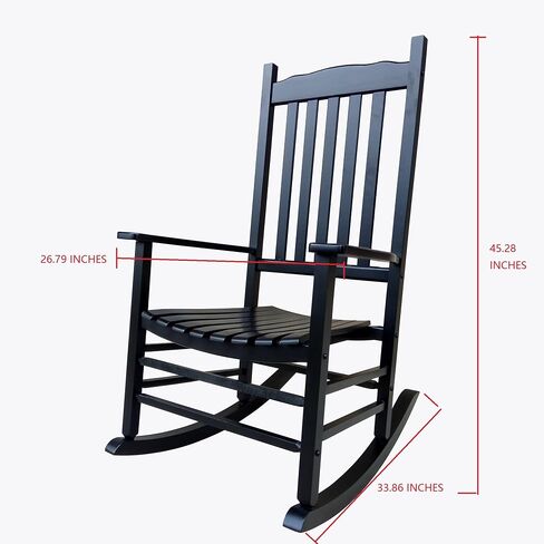 Rocking Rocker - A001NT Natural Wood Porch Rocker/Outdoor Rocking Chair - Easy to Assemble - Comfortable Size - Outdoor or Indoor Use in Kuwait