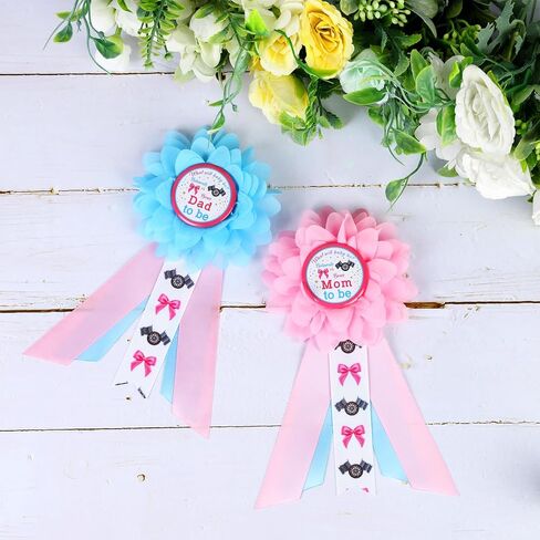 Trucks Or Tiaras Gender Reveal Maternity Sash Kit, Blue Or Pink Baby Shower Belly Belt and Mom to Be Dad to Be Corsage Pins, New Parents Pregnancy Announcement Photo Props Party Supplies in Kuwait