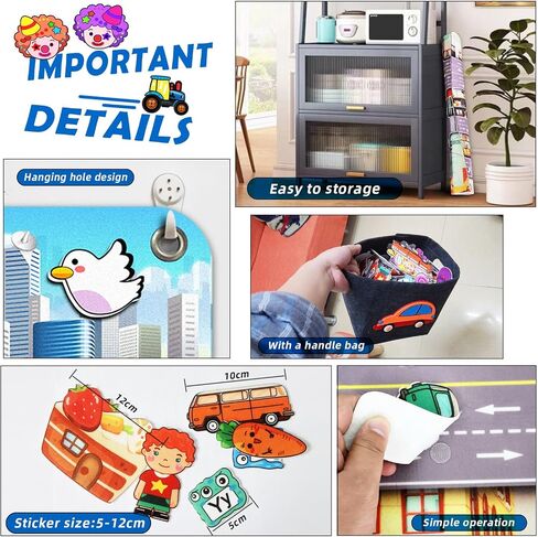 200 PCS Felt Board Story Set for Toddlers with Storage Bag City Traffic Themed Flannel Sensory Board Wall Interactive Storytelling Teaching Play Activity Kits 40x28 inch(Lightgrey) in Kuwait