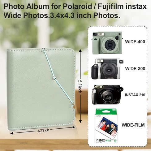 Rieibi Photo Album for Fujifilm Instax Wide210/Wide300/Wide400 Camera, Album for Polaroid, 3.4x4.3 Inch Wide Film 28 Pockets PU Leather Photo Frame for Instax Wide 400 Album, for Polaroid Album in Kuwait
