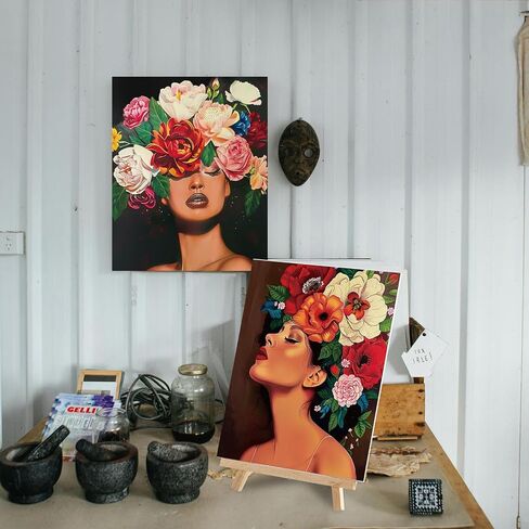 Ammostingspark 12 مجموعة الطلاء والرسم SIP للبالغين 8 "× 10" قماش مسبقة للطلاء Dly Dly Acrylic Paint مع فرش ، 24 لونًا (60 مل ، 2 أوقية) لمستلزمات حفلات Date Night (مشهد رائع) in Kuwait