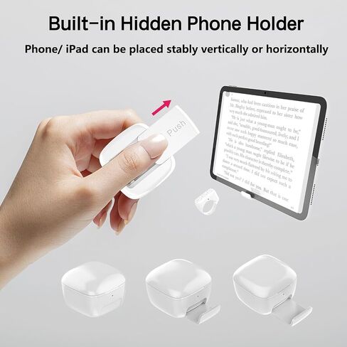 TikTok Scrolling Ring with Phone Stand, Remote Control for TikTok, Bluetooth Page Turner for iPad/Kindle App/iPhone/Android (Black) in Saudi Arabia