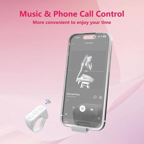 TikTok Scrolling Ring with Phone Stand, Remote Control for TikTok, Bluetooth Page Turner for iPad/Kindle App/iPhone/Android (Black) in Saudi Arabia