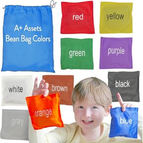 Bean Bag Colors, Set of 10 Bean Bags, Learning Toy for Kids, Classrooms and Toddlers